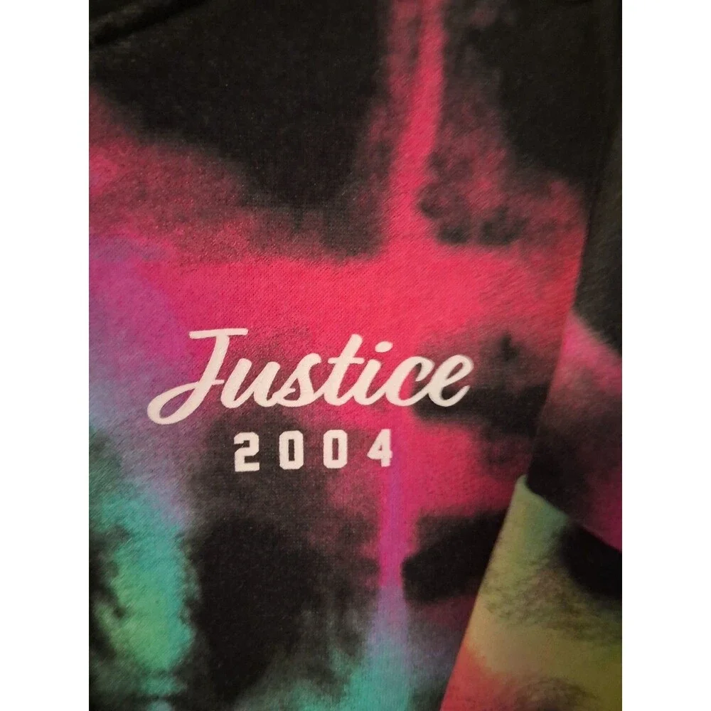 Justice Girls Tie-Dye Pullover Hoodie, Multicolor Fleece Polyester, L